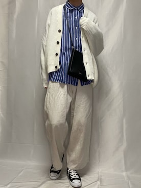 「アイテム（カーディガン/ボレロ、ホワイト系）」を使った、YOKIKIさん（メンズ・181cm）の冬コーディネート