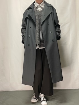 「CASPER JOHN（キャスパージョン）のアイテム（トレンチコート）」を使った、YOKIKIさん（メンズ・180cm）の冬コーディネート