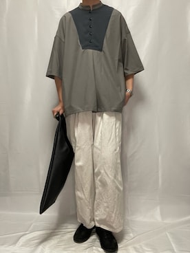 「Adoon plain（アドーンプレーン）のアイテム（バッグ）」を使った、YOKIKIさん（メンズ・181cm）の夏コーディネート