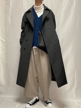 「CASPER JOHN（キャスパージョン）のアイテム（トレンチコート）」を使った、YOKIKIさん（メンズ・181cm）の冬コーディネート