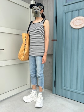 「プラントのアイテム（タンクトップ、ホワイト系）」を使った、Yokokawa さん（レディース・165cm）の夏コーディネート