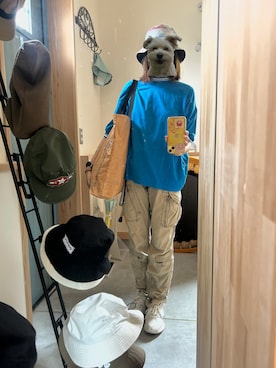 「UNIQLO（ユニクロ）のアイテム（Tシャツ/カットソー、ブルー系）」を使った、Yokokawa さん（レディース・166cm）の夏コーディネート