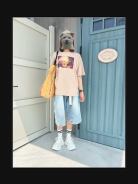 「NAUTICA（ノーティカ）のNAUTICA/ノーティカ Super Wide Curve Double Knee Denim Cropped Pants/スーパーワイド カーブ ダブルニー デニム クロップドパンツ（その他パンツ、ブルー系）」を使った、Yokokawa さん（レディース・166cm）の夏コーディネート
