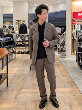 「スラックス」｜「アイテム（その他シューズ）」を使った、もりもんさん（メンズ・171cm）の秋コーディネート