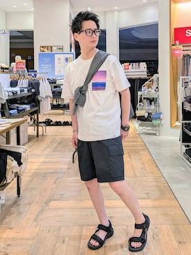 「アイテム（サンダル）」を使った、もりもんさん（メンズ・171cm）の夏コーディネート