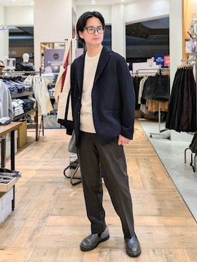 「アイテム（スラックス）」を使った、もりもんさん（メンズ・171cm・30代）の冬コーディネート