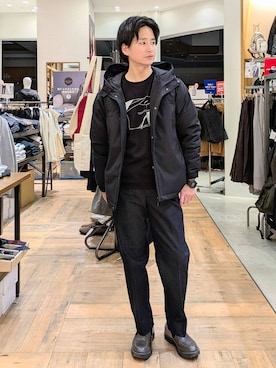 「アイテム（ダウンジャケット/コート）」を使った、もりもんさん（メンズ・171cm・30代）の秋コーディネート