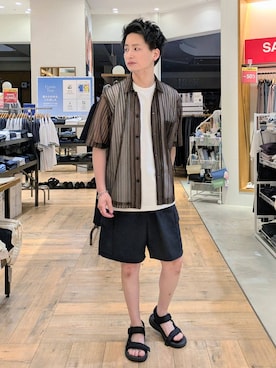 「アイテム（サンダル）」を使った、もりもんさん（メンズ・171cm・30代）の夏コーディネート