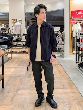 「アイテム（スラックス）」を使った、もりもんさん（メンズ・171cm・30代）の秋コーディネート