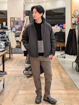 「GLOBAL WORK（グローバルワーク）のライトウォームスタンドブルゾン/451309（ブルゾン）」を使った、もりもんさん（メンズ・171cm）の冬コーディネート