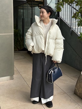 「アイテム（ボストンバッグ）」を使った、mami saitohさん（レディース・153cm）の秋コーディネート