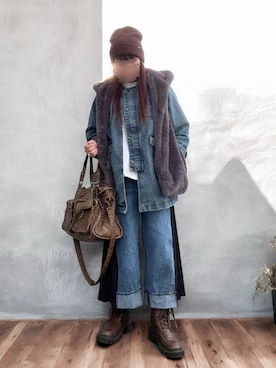 「アイテム（カバーオール）」を使った、…natsuho…さん（レディース・154cm）の秋コーディネート