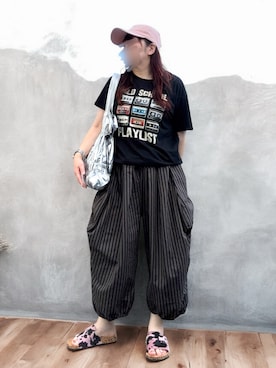 「アイテム（キャップ）」を使った、…natsuho…さん（レディース・154cm）の夏コーディネート