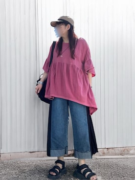 「アイテム（バックパック/リュック）」を使った、…natsuho…さん（レディース・154cm）の夏コーディネート