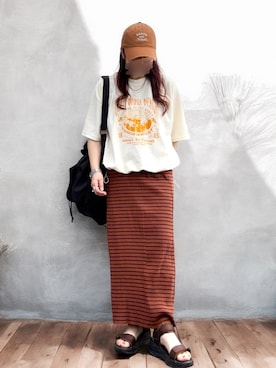 「アイテム（バックパック/リュック）」を使った、…natsuho…さん（レディース・154cm）の夏コーディネート
