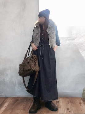 「アイテム（ベスト）」を使った、…natsuho…さん（レディース・154cm）の秋コーディネート