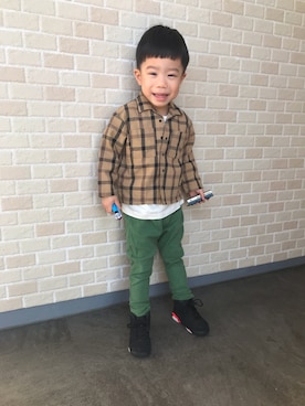 「JIPPON（ジポン）のアイテム」を使った、kaiii998さん（キッズ・100cm）の秋コーディネート