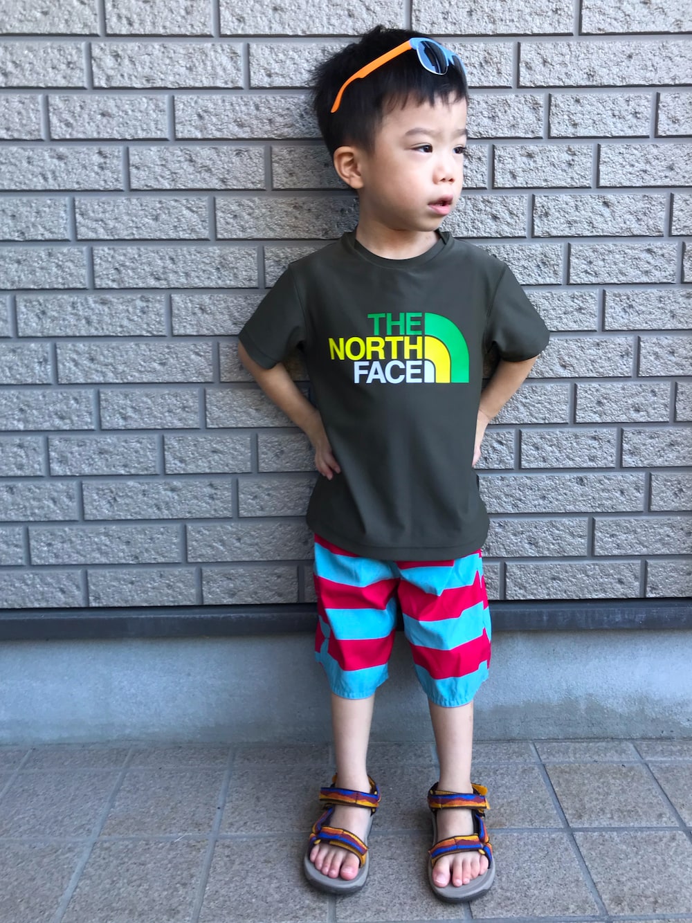 THE NORTH FACEのラッシュガードを使ったキッズ人気ファッション 