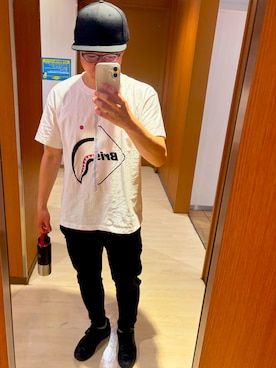「NEW ERA（ニューエラ）のアイテム（キャップ、ブラック系）」を使った、katsushitさん（メンズ・170cm）の春コーディネート