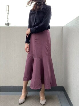 「GU（ジーユー）のアイテム（シャツ/ブラウス、ブルー系）」を使った、すとっくほるむさん（レディース・166cm）の冬コーディネート
