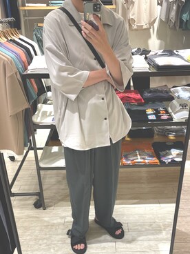 「CASPER JOHN（キャスパージョン）のVarious Dolman Shirts/バリアスドルマンシャツ（シャツ/ブラウス、グレー系）」を使った、アツさん（メンズ・178cm）の夏コーディネート