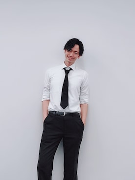 「no brand（ノーブランド）のアイテム（ジャケット/アウター、ホワイト系）」を使った、中小路秀雄さんの夏コーディネート