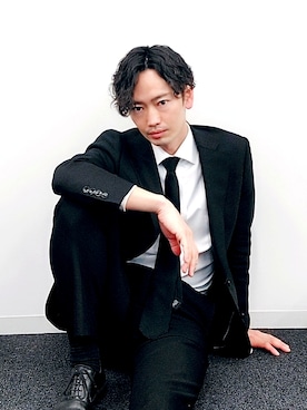 「no brand（ノーブランド）のアイテム（ジャケット/アウター、ブラック系）」を使った、中小路秀雄さんの夏コーディネート