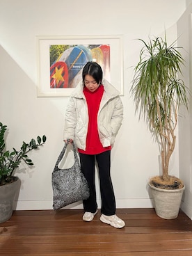 「冬の差し色コーデ」｜natsuhaさん（レディース・158cm）の冬コーディネート