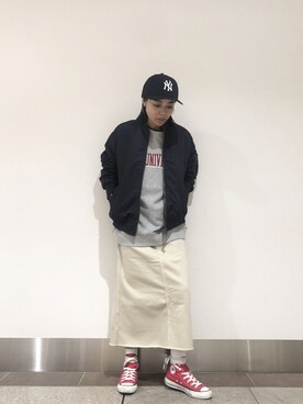 「URBAN RESEARCH Sonny Label（アーバンリサーチサニーレーベル）のアイテム（MA-1）」を使った、natsuha612さん（レディース・158cm）の秋コーディネート