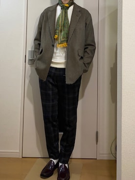 「TAKEO KIKUCHI（タケオキクチ）のアイテム（スラックス）」を使った、sshuhoさん（メンズ・173cm）の秋コーディネート