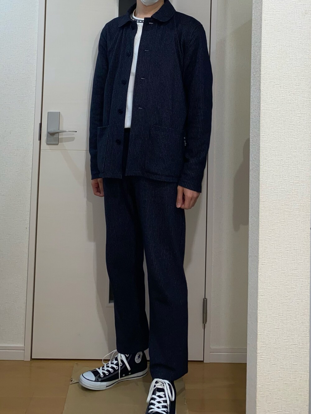 「agnes b.のアイテム（ジャケット/アウター、ブルー系）」を使った、sshuhoさん（メンズ・173cm）の春コーディネートの1枚目の写真