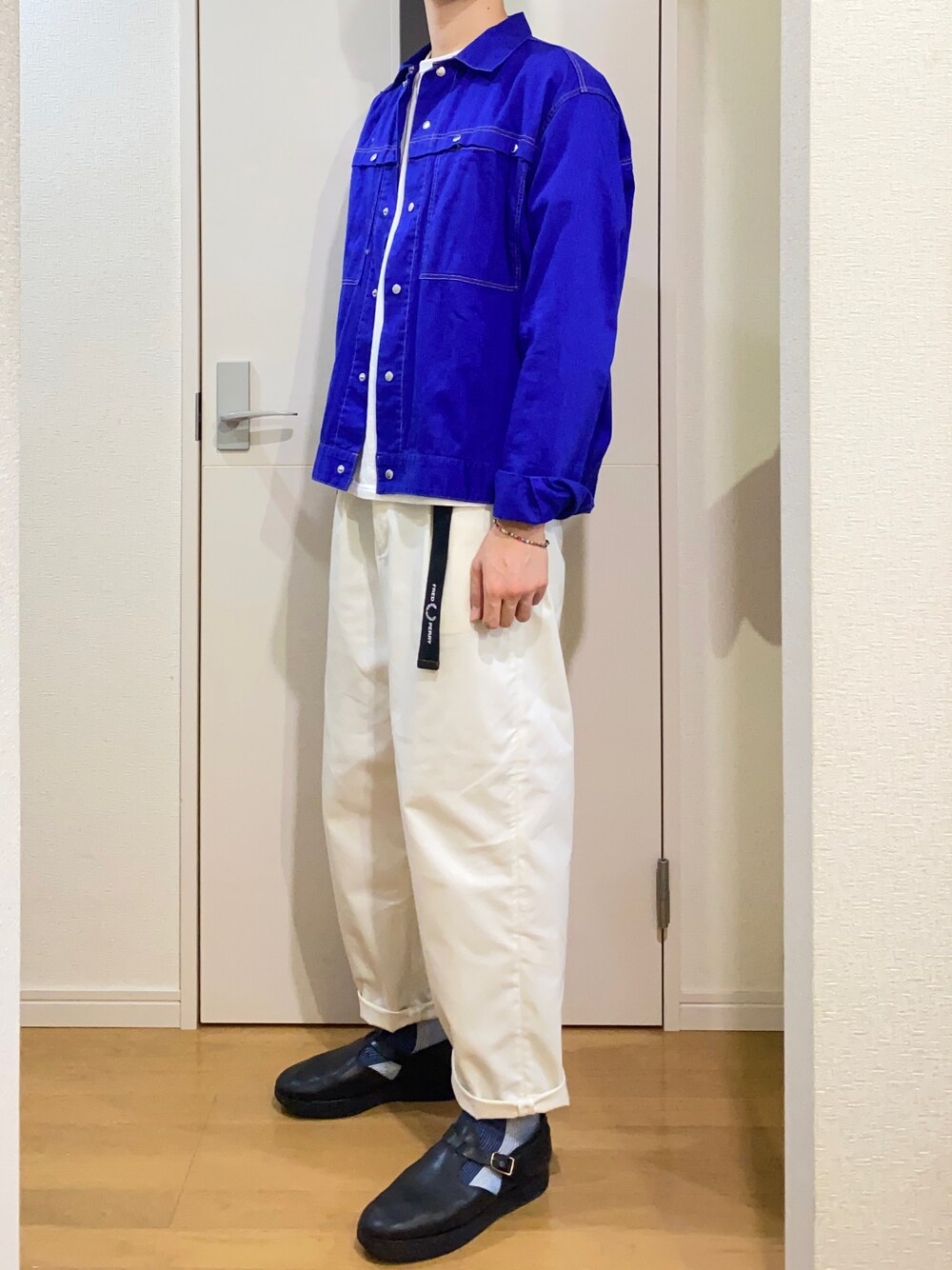 「Traditional Weatherwearのアイテム（ジャケット/アウター、ブルー系）」を使った、sshuhoさん（メンズ・173cm）の秋コーディネートの1枚目の写真