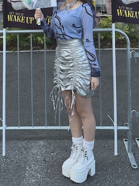 「アイテム（スカート、シルバー系）」を使った、りんたんさん（レディース・152cm）の秋コーディネート