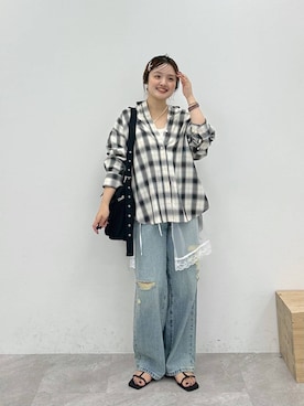 「LOWRYS FARM（ローリーズファーム）のアイテム（ヘアピン）」を使った、tomoneさん（レディース・158cm）の夏コーディネート