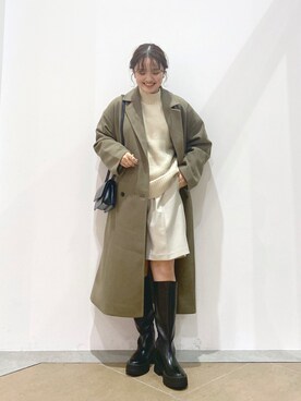 「ローリーズファーム(LOWRYS FARM)」｜「アイテム（チェスターコート）」を使った、tomoneさん（レディース・158cm）の秋コーディネート
