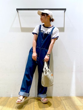 「BAYFLOW（ベイフロー）のアイテム（サロペット/オーバーオール）」を使った、iorrr11611さん（レディース・152cm）の春コーディネート