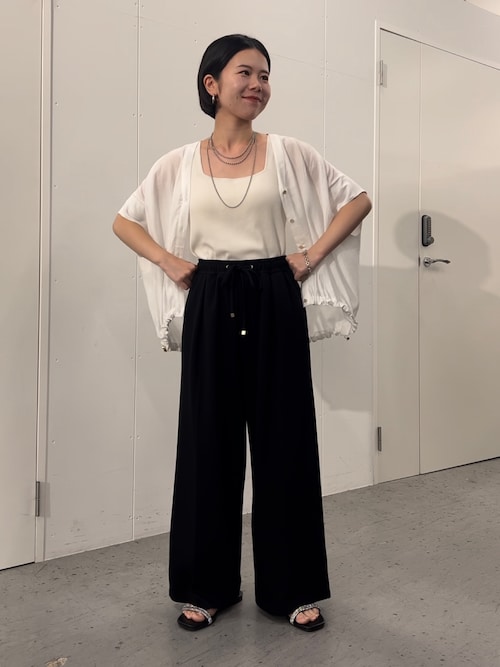 新品　今季　ジェナエスパスメルヴェイユ　ボンディングプリーツパンツ　ブラック 低身長さん必見！】ボンディングイージーパンツ（その他パンツ