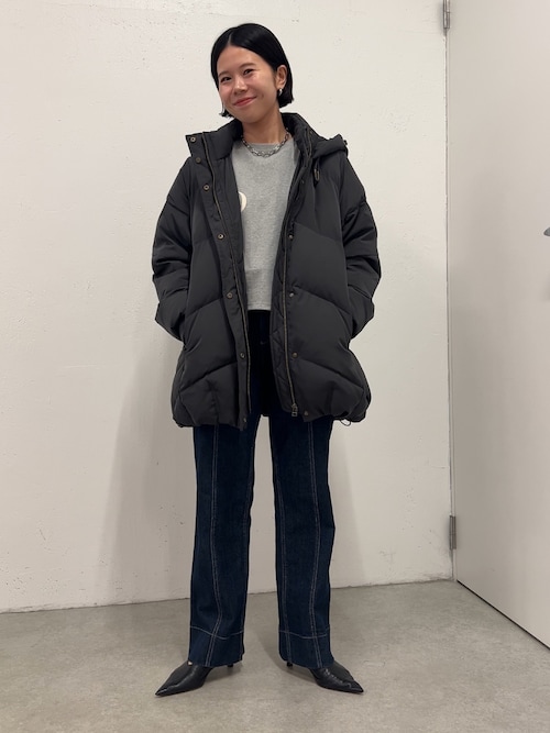 ロング/ショート2種類着回せる】ハトメフードダウン（ダウン