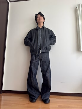 「WYM LIDNM（ウィム バイ リドム）のT/C BASIC KNIT SHIRT CARDIGAN（シャツ/ブラウス、グレー系）」を使った、masayaさん（メンズ・177cm）の春コーディネート