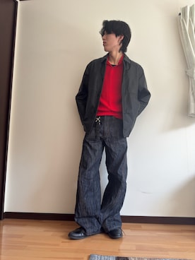 「JOURNAL STANDARD（ジャーナルスタンダード）のゴートレザー ウォッシュド カーコート（ライダースジャケット、ブラック系）」を使った、masayaさん（メンズ・177cm）の春コーディネート