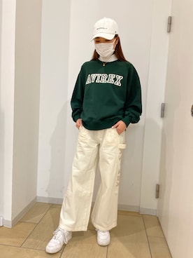 「スウエットパンツ」｜「アイテム（キャップ）」を使った、ayusaさん（レディース・165cm）の冬コーディネート