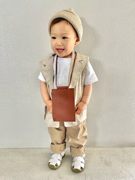 「アイテム（チノパンツ）」を使った、あると/うたはさん（キッズ・80cm）の春コーディネート