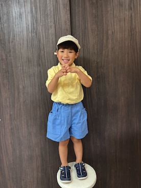「アイテム（キャップ）」を使った、あると/うたはさん（キッズ・90cm）の夏コーディネート