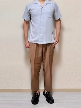 「UNITED TOKYO（ユナイテッドトウキョウ）のアイテム（シャツ/ブラウス、ブルー系）」を使った、junpapa0811さん（メンズ・181cm）の夏コーディネート