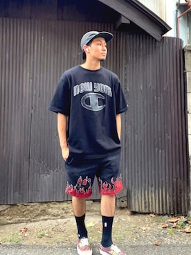 「RIPNDIP（リップンディップ）のアイテム（パンツ）」を使った、KENSHIさん（メンズ・172cm）の夏コーディネート