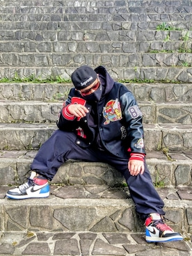 「アイテム（スタジャン）」を使った、やまちゃんさん（メンズ・170cm）の春コーディネート