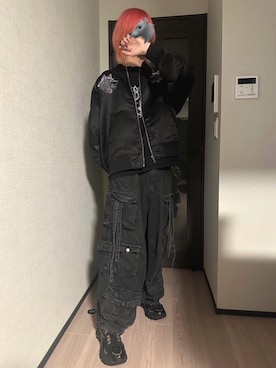 「アイテム（スカジャン）」を使った、清水諄 shimizu junさん（メンズ・177cm）の秋コーディネート