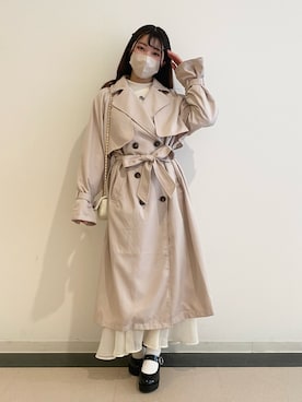 「スカートコーデ」｜「アイテム（トレンチコート）」を使った、wakanaさん（レディース・153cm）の冬コーディネート