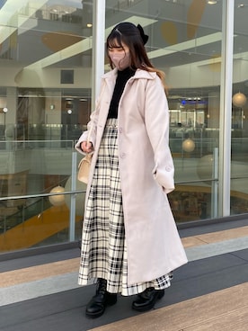 「OLIVE des OLIVE（オリーブデオリーブ）のアイテム（ステンカラーコート）」を使った、wakanaさん（レディース・153cm）の冬コーディネート