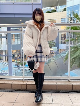 「スクエアトゥ」｜「アイテム（ダウンジャケット/コート）」を使った、wakanaさん（レディース・153cm）の冬コーディネート